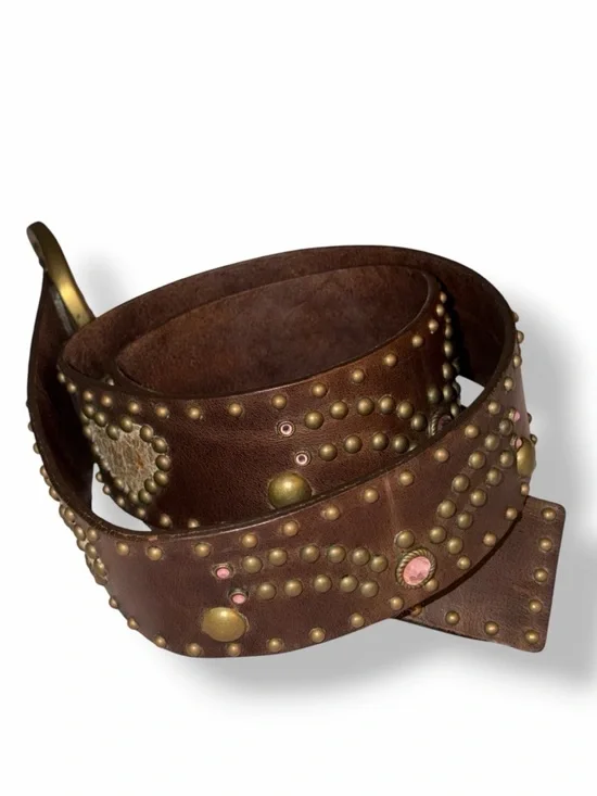 Streets Ahead Anthropologie Hearts and studs leather bohemian belt - Picture 2 of 10